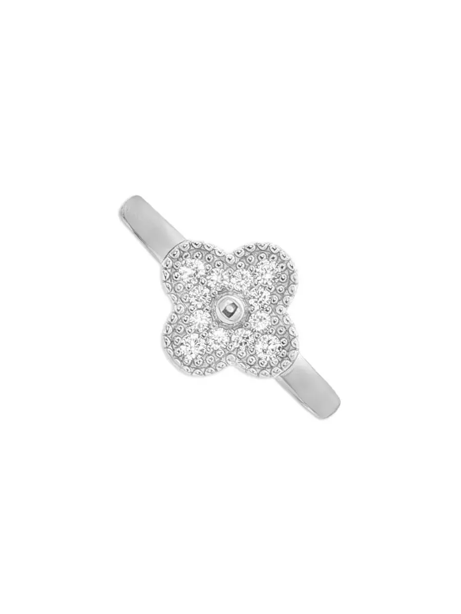 Кольцо с клевером из кубического циркония, модель Clover Ring Giani Bernini — изображение 2 из 5, оттенок серебряный