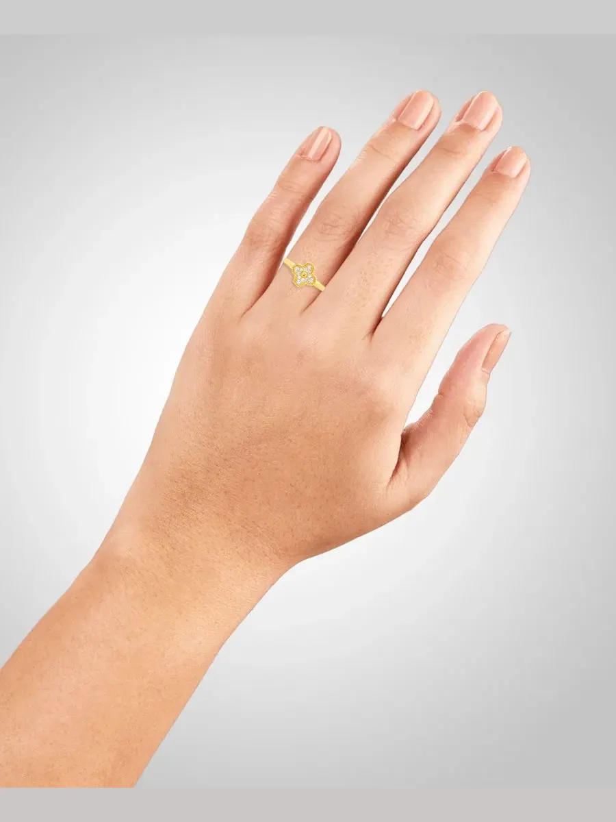 Кольцо с клевером из кубического циркония, модель Clover Ring Giani Bernini — изображение 3 из 5, оттенок серебряный