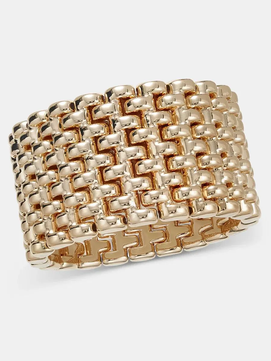 Браслет-манжета с металлическим плетением Woven Metal Bold Stretch Bracelet I.N.C. International — изображение 1 из 3