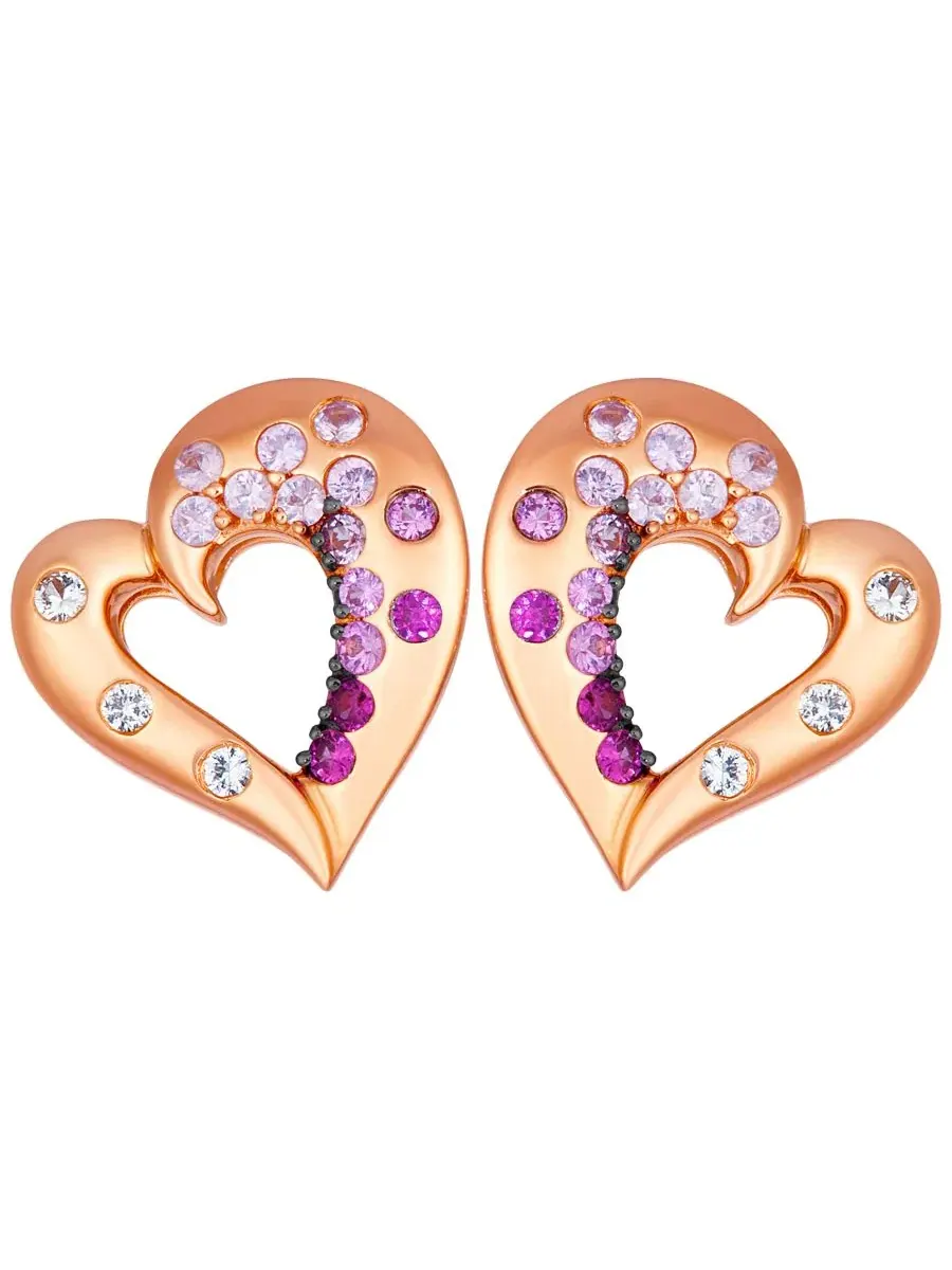 Серьги-сердце с сапфирами и белыми сапфирами (5/8 ct. t.w.) в 14k Strawberry Gold Le Vian — изображение 1 из 3