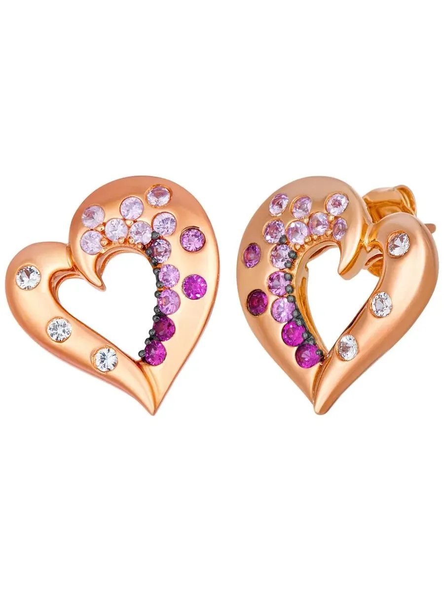 Серьги-сердце с сапфирами и белыми сапфирами (5/8 ct. t.w.) в 14k Strawberry Gold Le Vian — изображение 3 из 3
