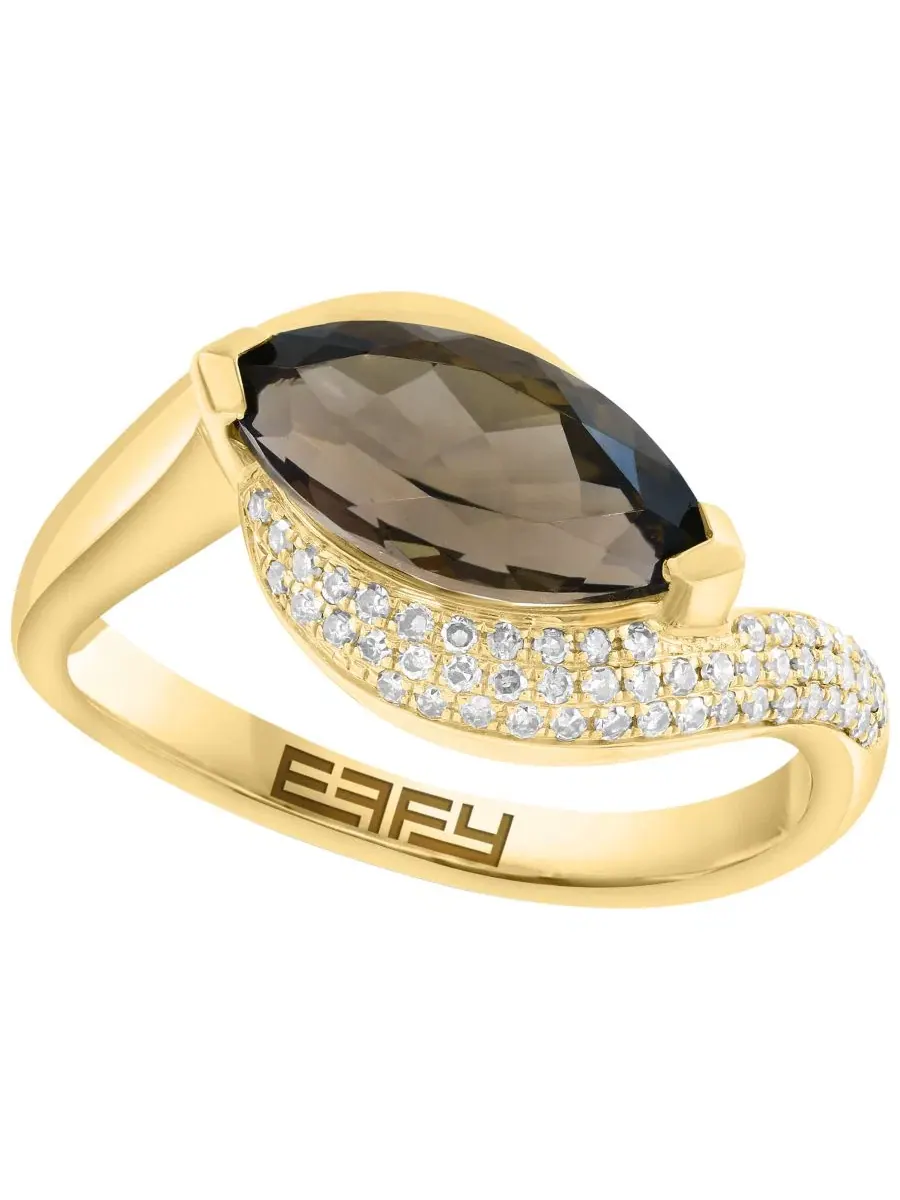Кольцо с дымчатым кварцем и коричневыми бриллиантами, модель Smoky Quartz EFFY Collection — изображение 1 из 4