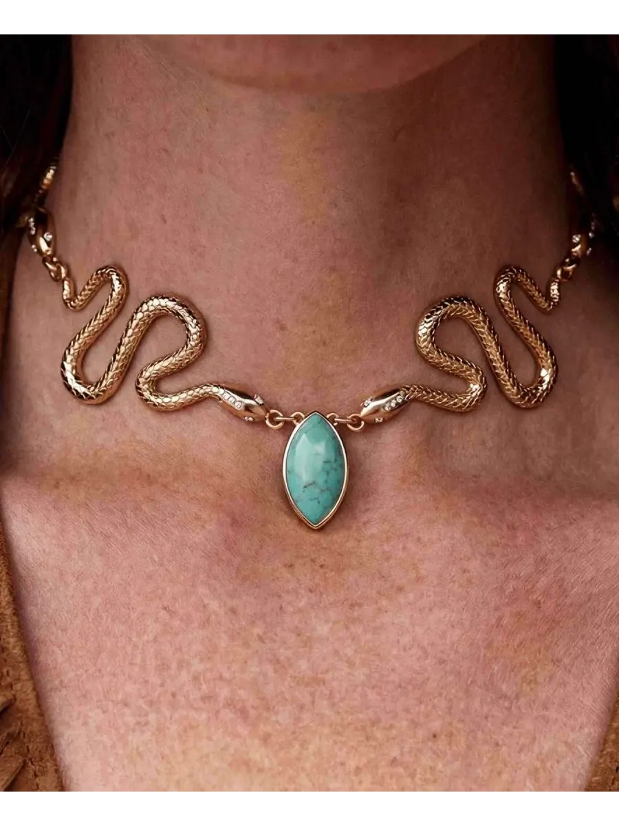 Колье-чокер с бирюзой Serpentina Snake ETTIKA — изображение 2 из 5, оттенок бирюзовый