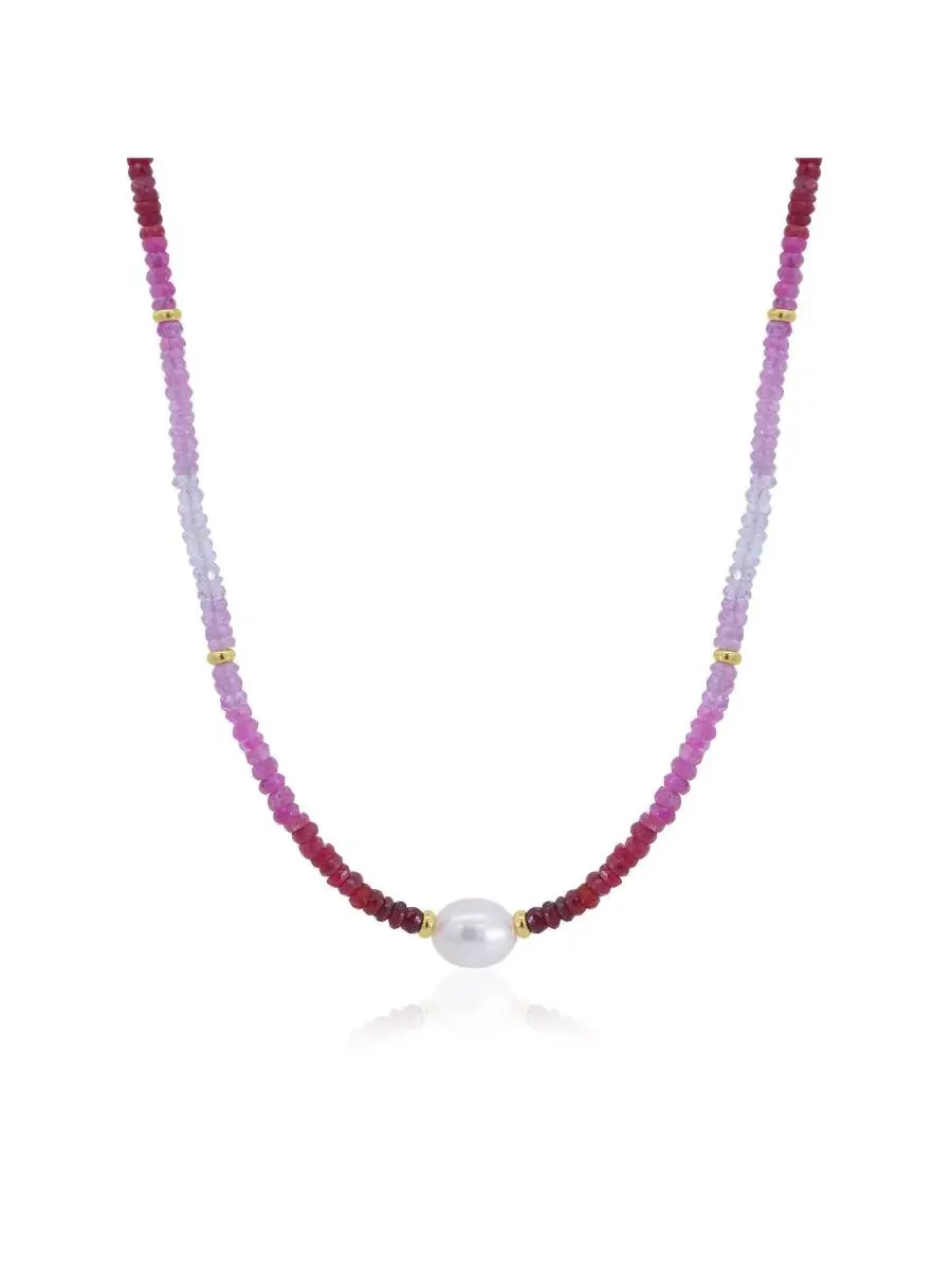 Жемчужное колье с рубиновым градиентом Ruby Ombre Bead Pearl Necklace The Lovery — изображение 1 из 3, оттенок красный