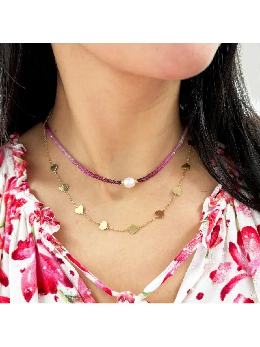 Жемчужное колье с рубиновым градиентом Ruby Ombre Bead Pearl Necklace The Lovery — изображение 2 из 3, оттенок красный