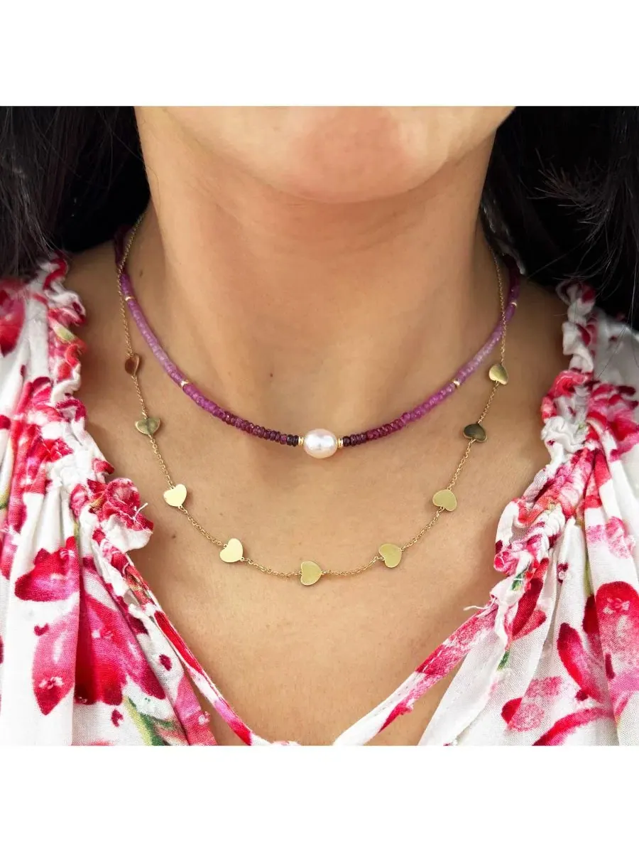 Жемчужное колье с рубиновым градиентом Ruby Ombre Bead Pearl Necklace The Lovery — изображение 3 из 3, оттенок красный