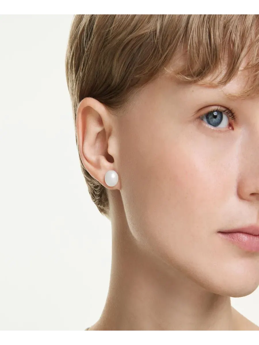 Серьги-пусеты Matrix с жемчугом Swarovski, Rhodium-Plated — изображение 5 из 5, оттенок белый