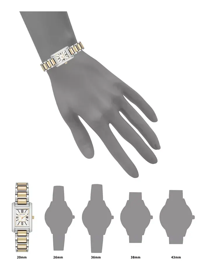 Женские часы Quartz Classic прямоугольные с римскими цифрами, двухцветный металлический корпус, 20 — изображение 4 из 4