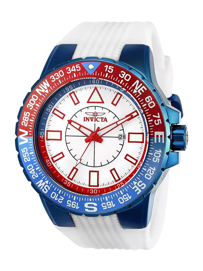 Мужские часы Aviator Quartz 3 Hand с белым циферблатом, модель 23997 Invicta
