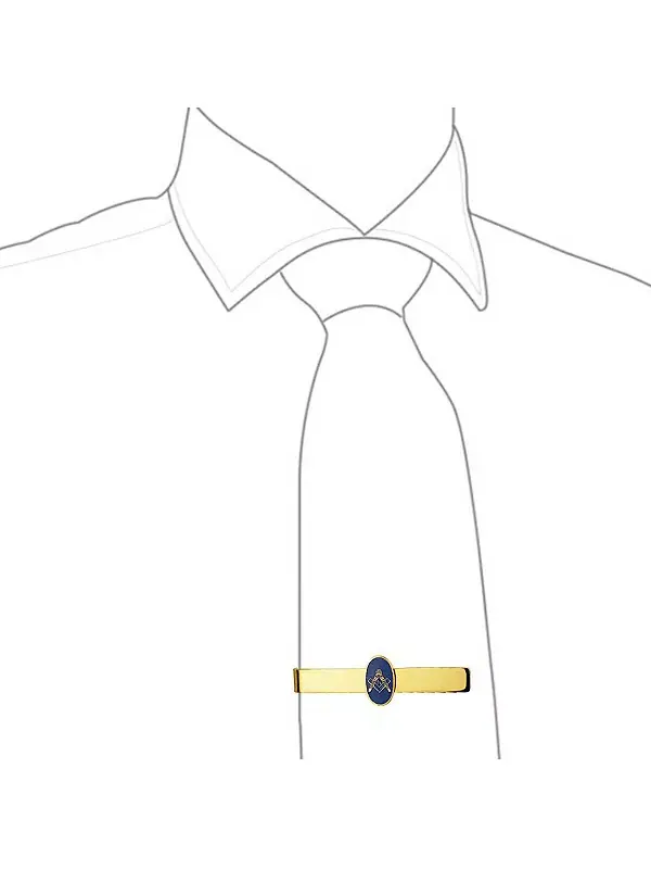 Синий квадратный циркуль, масонский зажим для галстука, двухцветный Bling Jewelry — изображение 3 из 4, оттенок золотистый