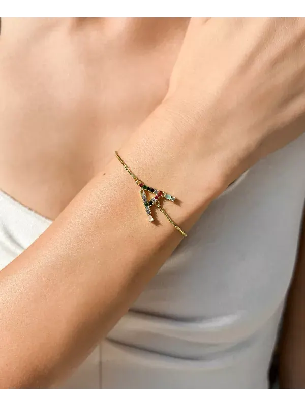 Браслет-Боло с разноцветными золотыми камнями Adornia — изображение 2 из 3, оттенок мульти
