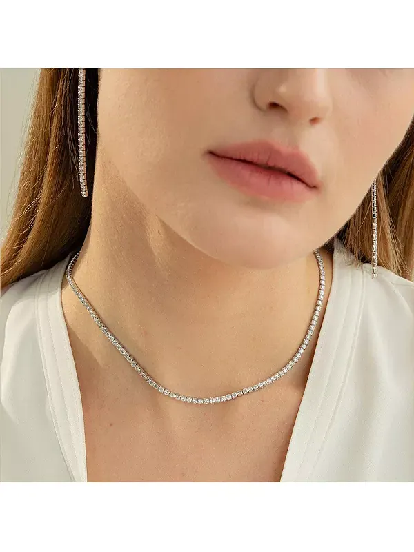 Комплект из теннисного браслета, ожерелья и сережек-капель из стерлингового серебра Bearfruit — изображение 2 из 4