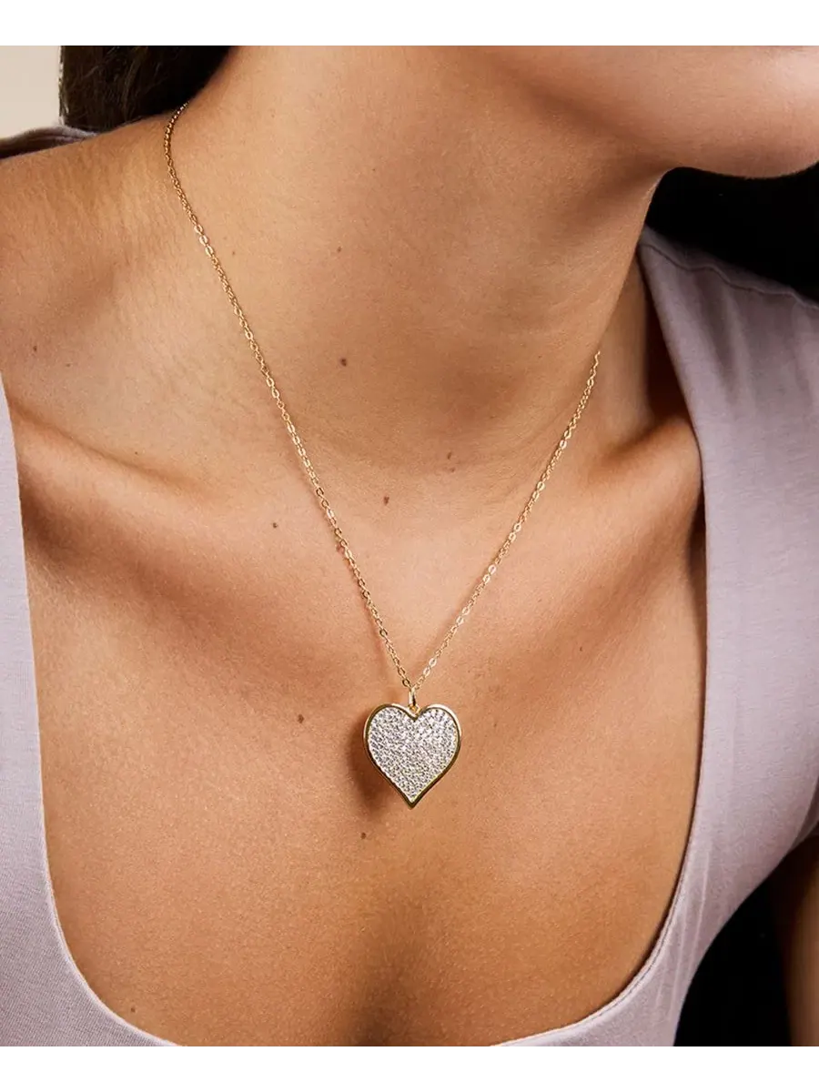 Небольшое подвесное украшение в виде сердца с кубическим цирконием Sterling Forever — изображение 3 из 4, оттенок золото