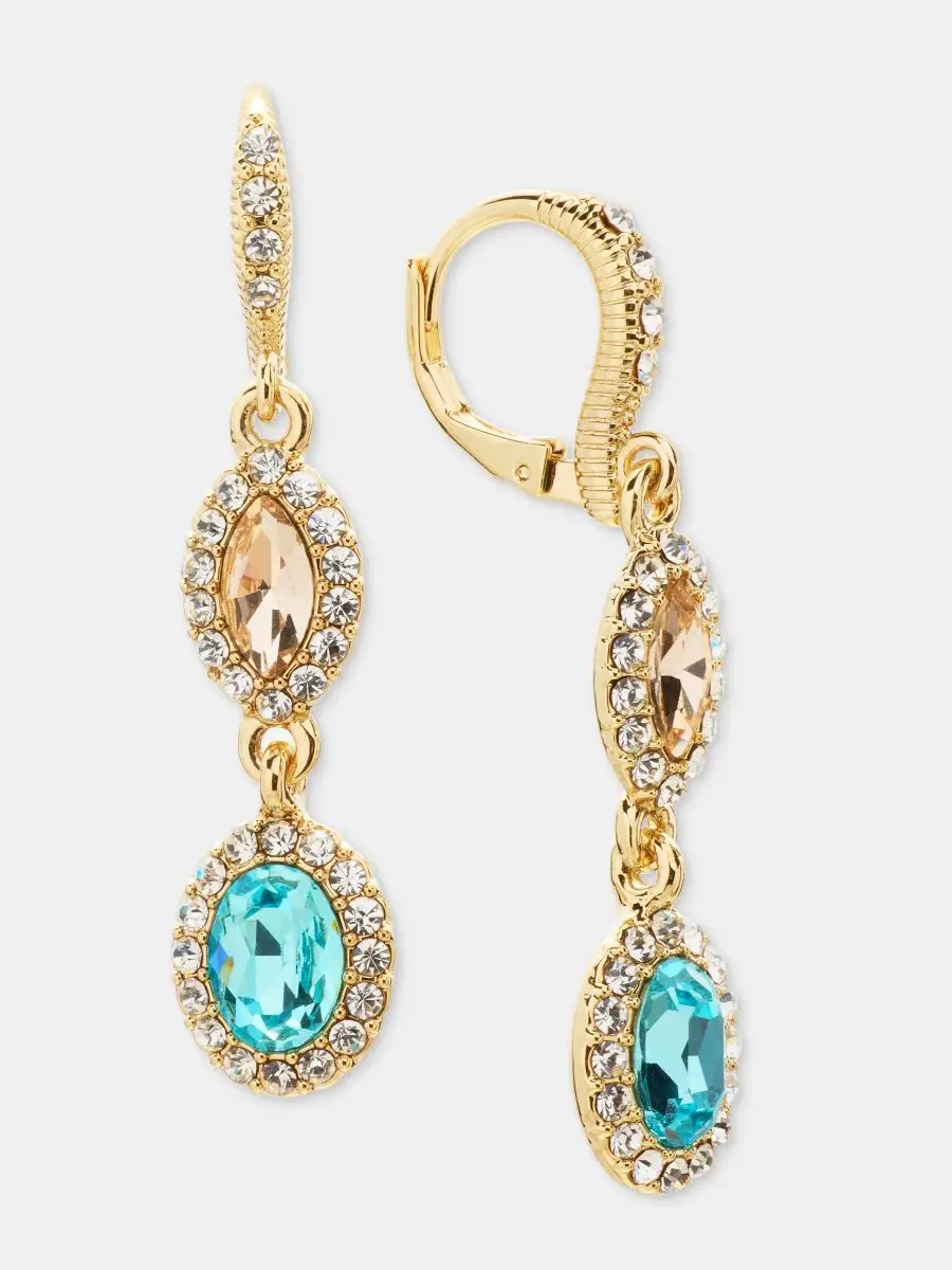 Серьги-подвески с камнями золотистого цвета Givenchy — изображение 1 из 4, оттенок мульти