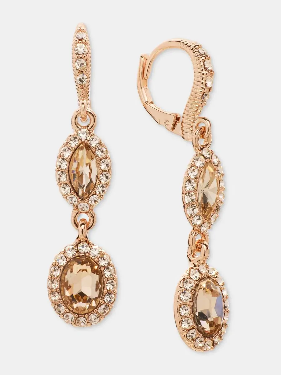 Серьги-подвески с камнями золотистого цвета Givenchy — изображение 1 из 4, оттенок темный розовый