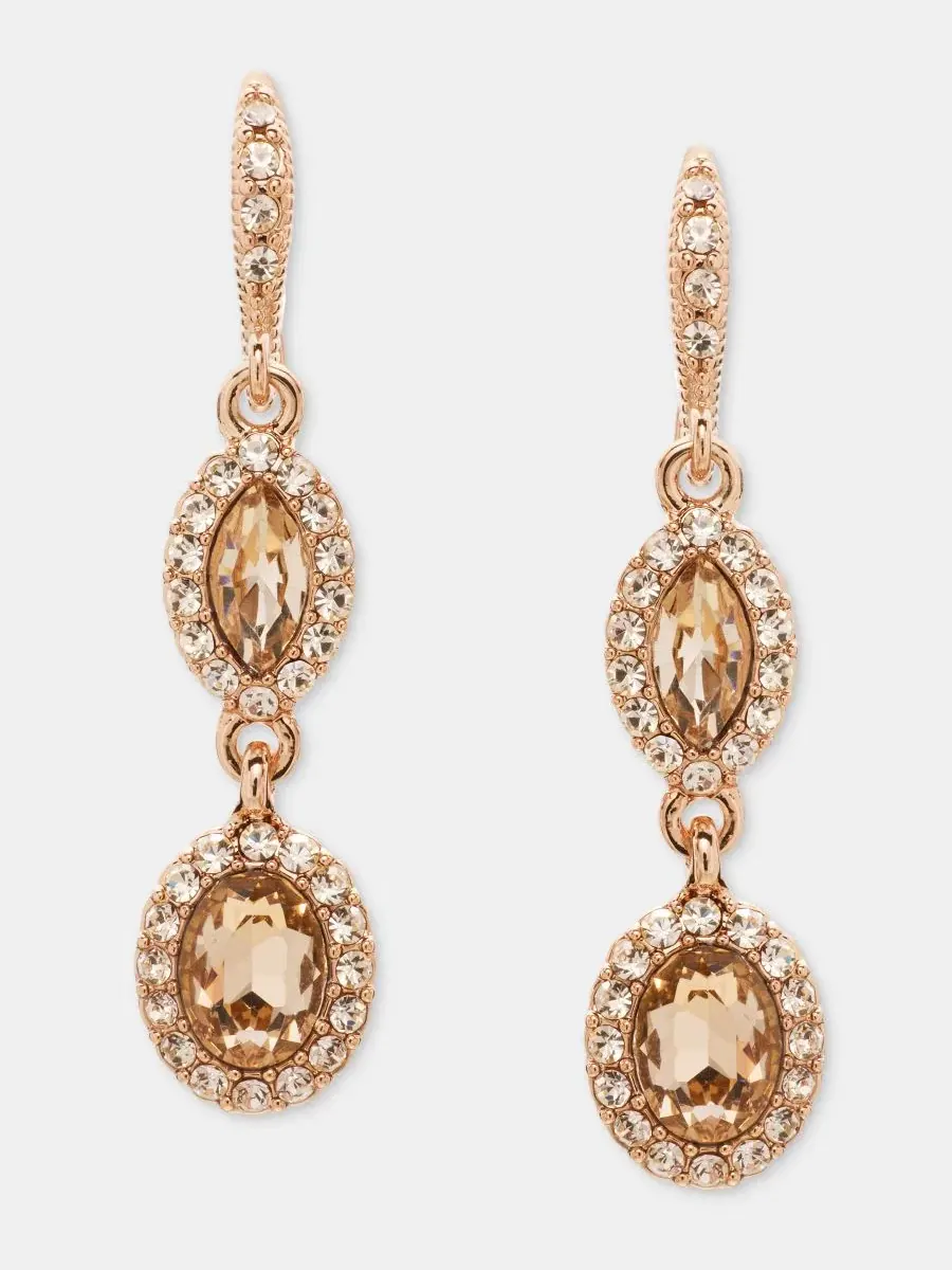 Серьги-подвески с камнями золотистого цвета Givenchy — изображение 3 из 4, оттенок темный розовый