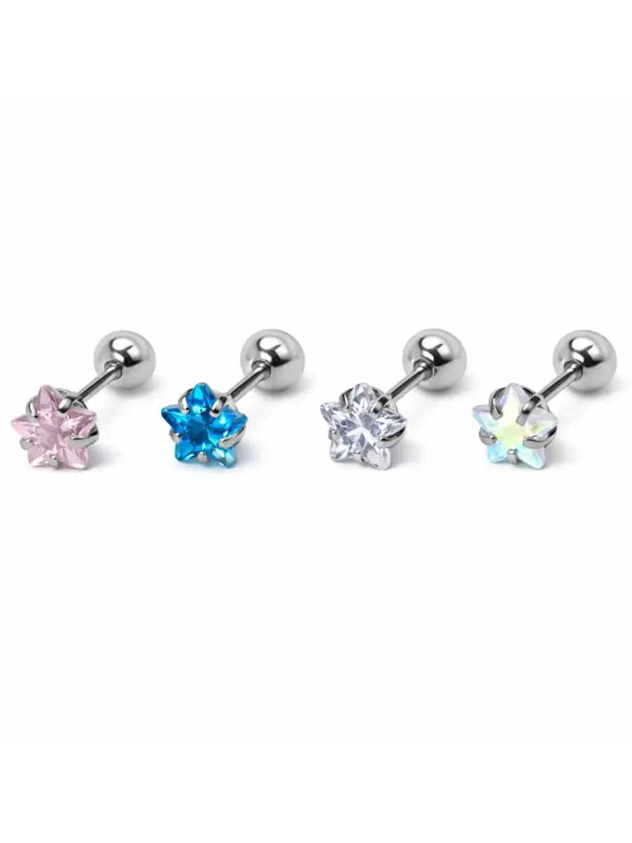 Серьги-гвоздики в виде звезд из кристаллов Rebl Jewelry — изображение 3 из 3, оттенок синий