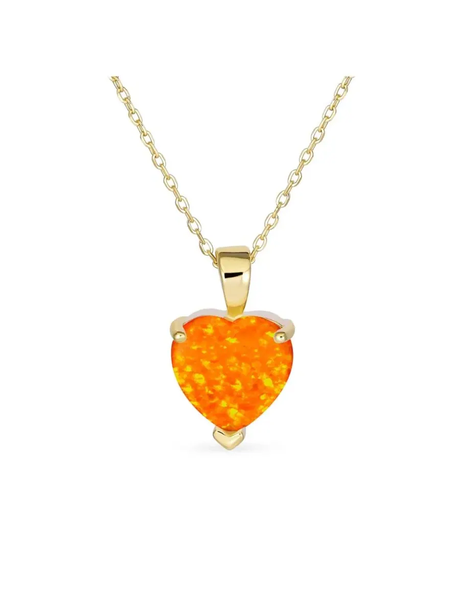 Романтическое колье с подвеской в виде сердца из искусственного опала Bling Jewelry — изображение 1 из 4, оттенок оранжевый