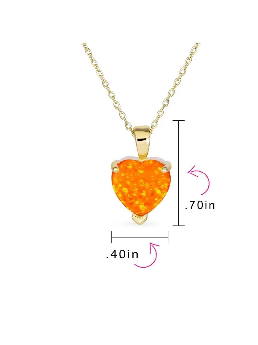 Романтическое колье с подвеской в виде сердца из искусственного опала Bling Jewelry — изображение 3 из 4, оттенок оранжевый