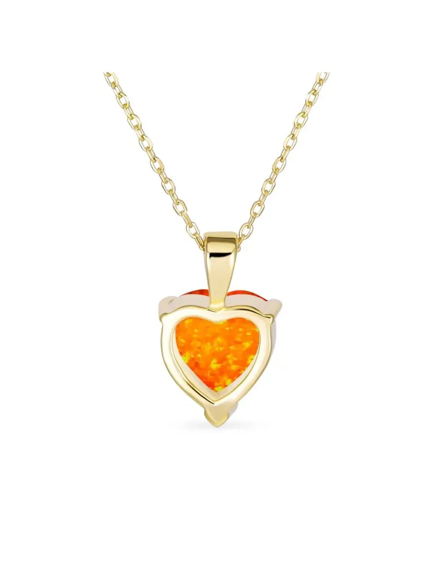 Романтическое колье с подвеской в виде сердца из искусственного опала Bling Jewelry — изображение 4 из 4, оттенок оранжевый