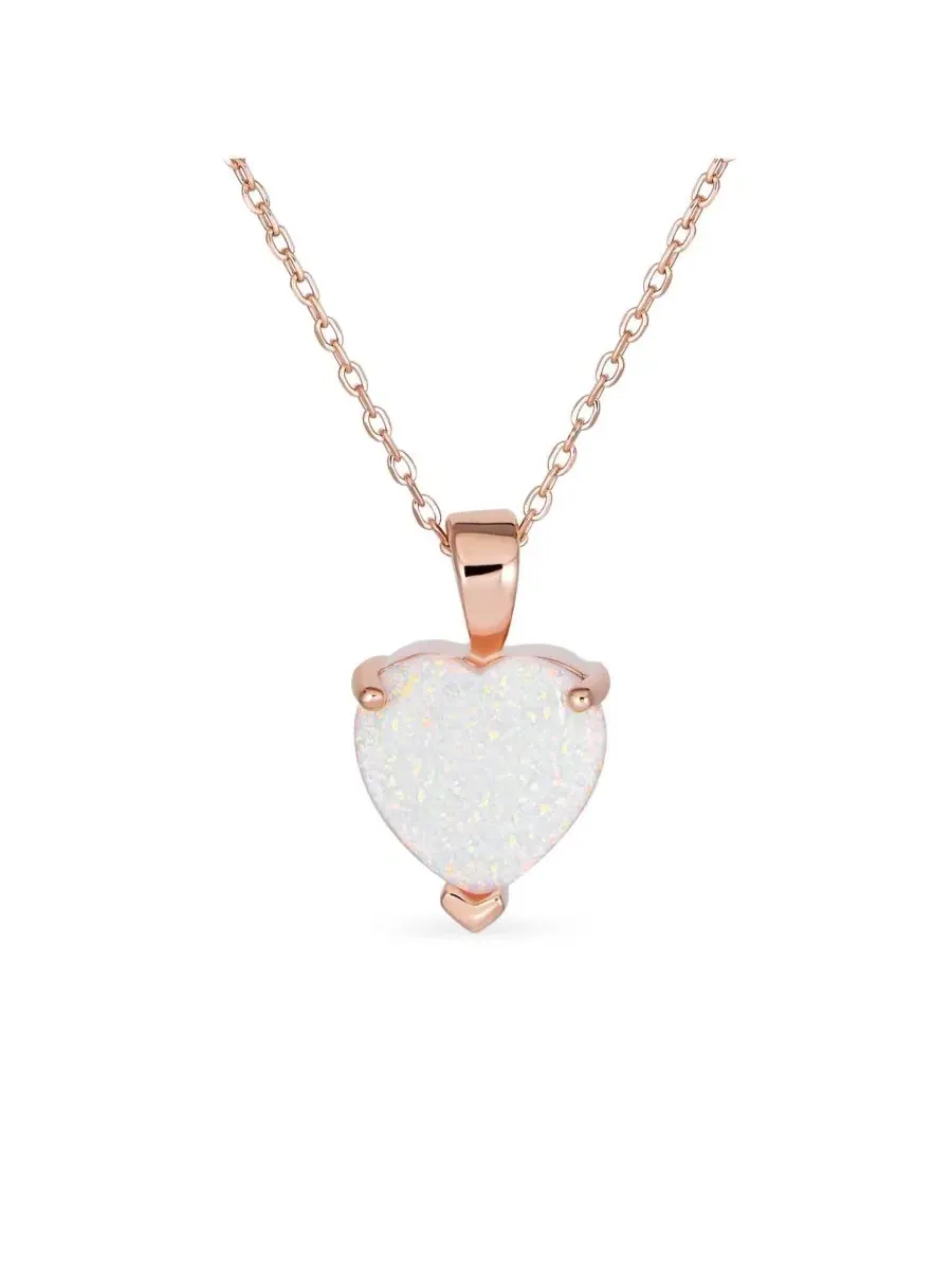 Романтическое колье с подвеской в виде сердца из искусственного опала Bling Jewelry — изображение 1 из 3, оттенок розовый