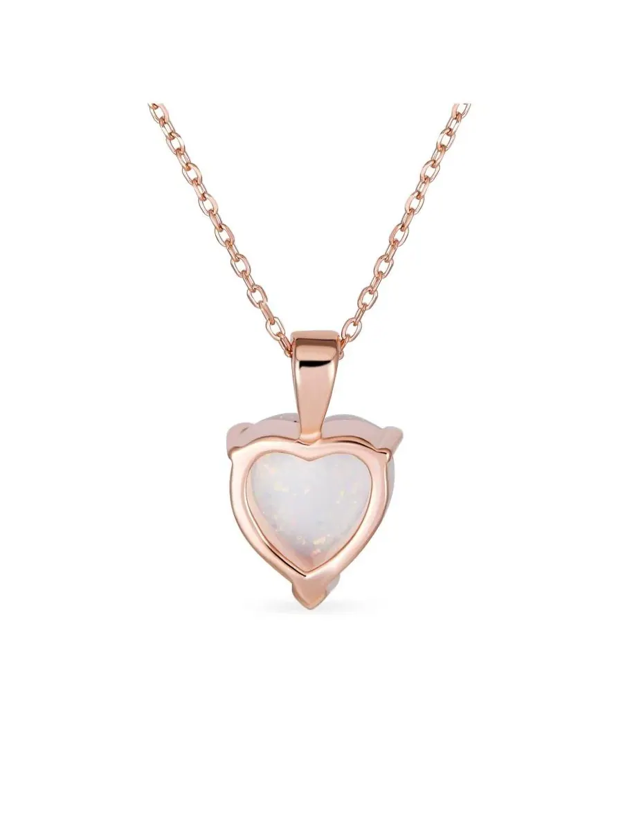 Романтическое колье с подвеской в виде сердца из искусственного опала Bling Jewelry — изображение 2 из 3, оттенок розовый