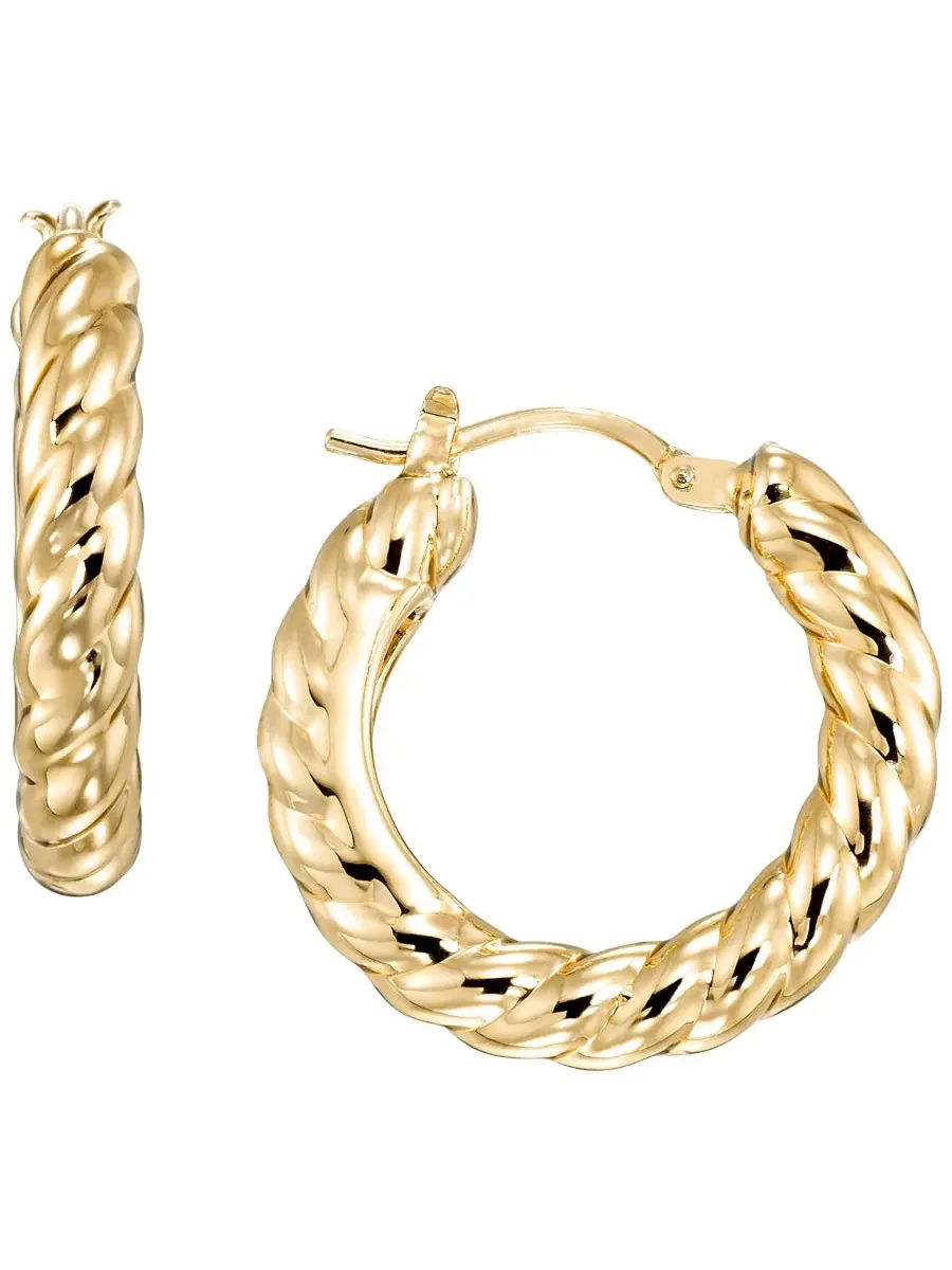 Серьги-кольца Twist Hoop из желтого золота 10 карат Italian Gold — желтый