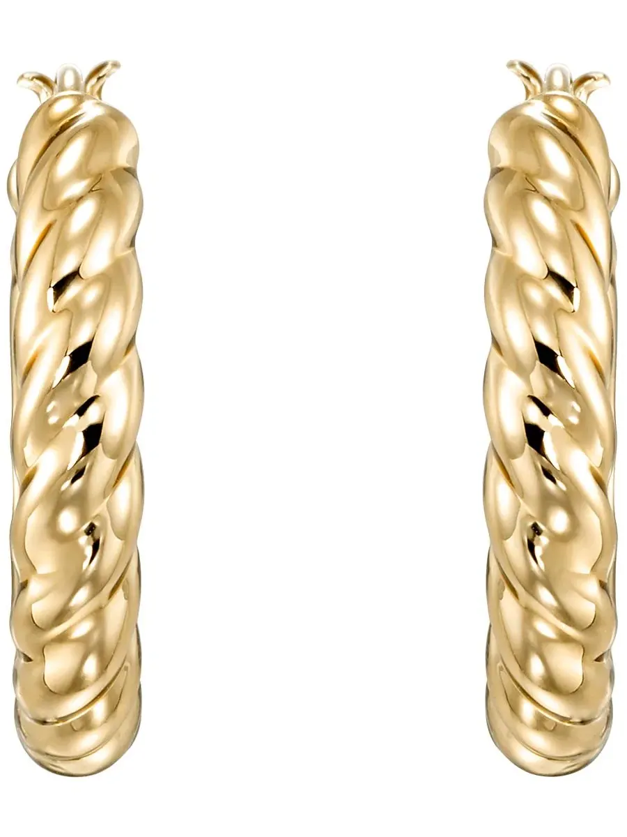 Серьги-кольца Twist Hoop из желтого золота 10 карат Italian Gold — изображение 2 из 3, оттенок желтый