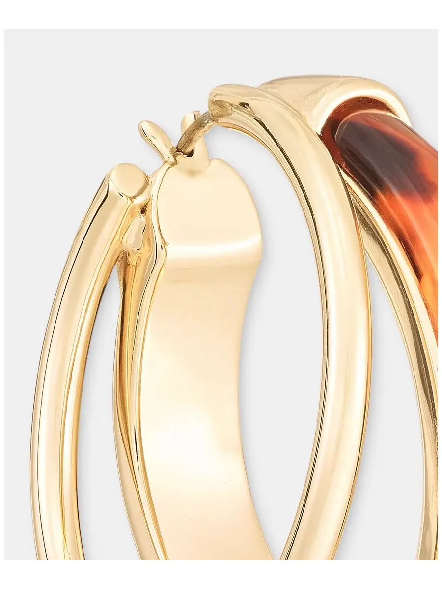 Серьги-кольца с эффектом черепахового узора, 1,2" (3 см) Lauren Ralph Lauren — изображение 4 из 4, оттенок коричневый