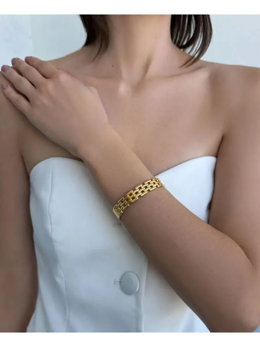 Браслет-цепочка с невидимой застежкой Gold Chain Cuff with Invisible Clasp ADORNIA — изображение 2 из 3, оттенок золото