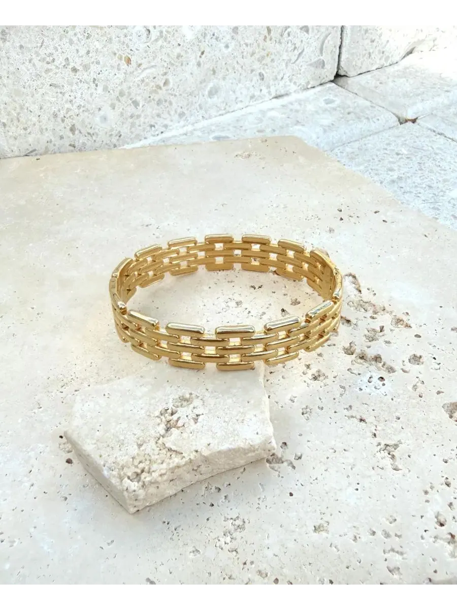 Браслет-цепочка с невидимой застежкой Gold Chain Cuff with Invisible Clasp ADORNIA — изображение 3 из 3, оттенок золото