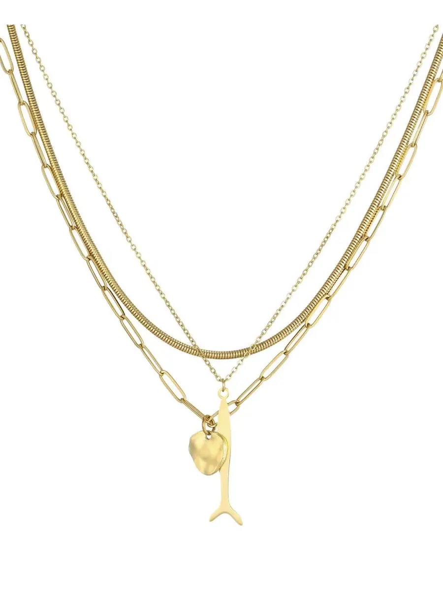 Комплект из 3 подвесок-ожерелий с рыбкой, 18k золото ADORNIA — изображение 1 из 3