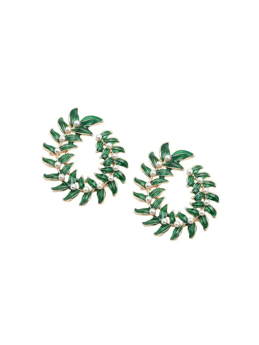 Серьги-подвески с венком SOHI — изображение 1 из 3, оттенок зеленый