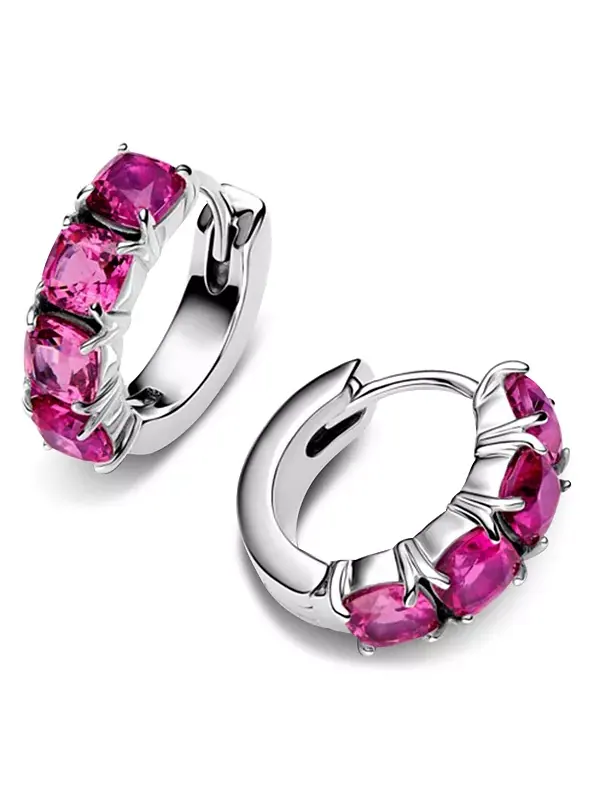 Розовые серьги-кольца Pandora — изображение 2 из 4, оттенок розовый