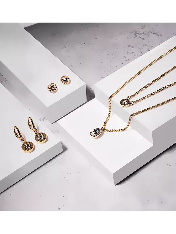 Серьги-Подвески с кристальным логотипом Dkny — изображение 3 из 4, оттенок золото