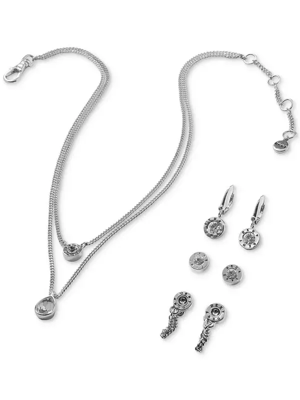 Серьги-Подвески с кристальным логотипом Dkny — изображение 4 из 4, оттенок серебряный