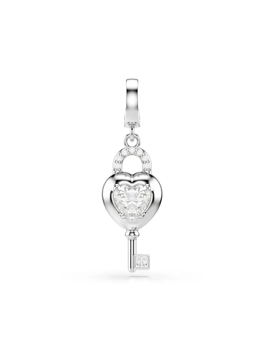 Подвески в виде ключа в форме сердца из смешанных металлов "Идиллия" Swarovski — изображение 1 из 9, оттенок серебряный