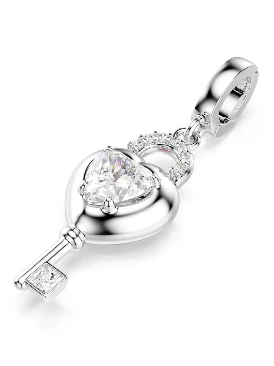 Подвески в виде ключа в форме сердца из смешанных металлов "Идиллия" Swarovski — изображение 4 из 9, оттенок серебряный
