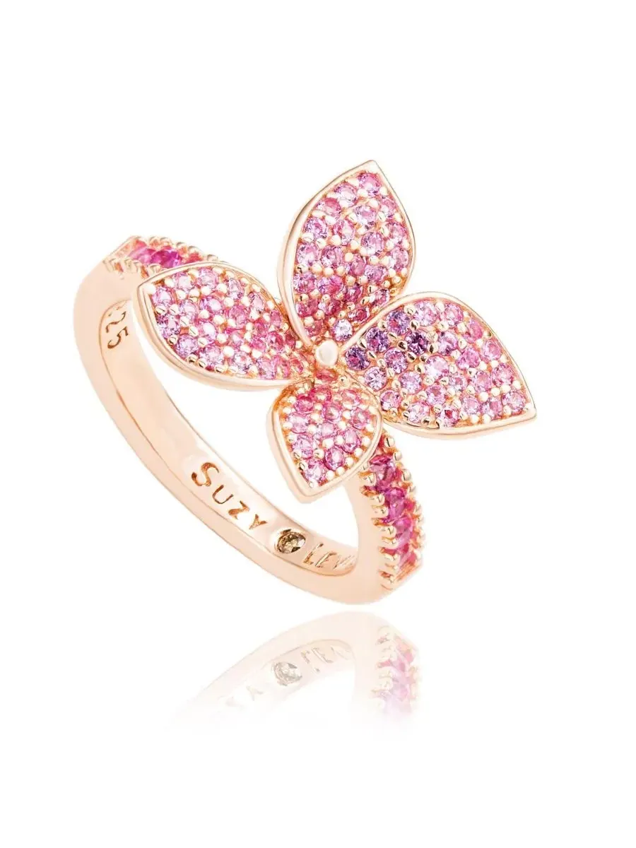 Кольцо Suzy Levian из стерлингового серебра с сапфиром в форме цветка Suzy Levian New York