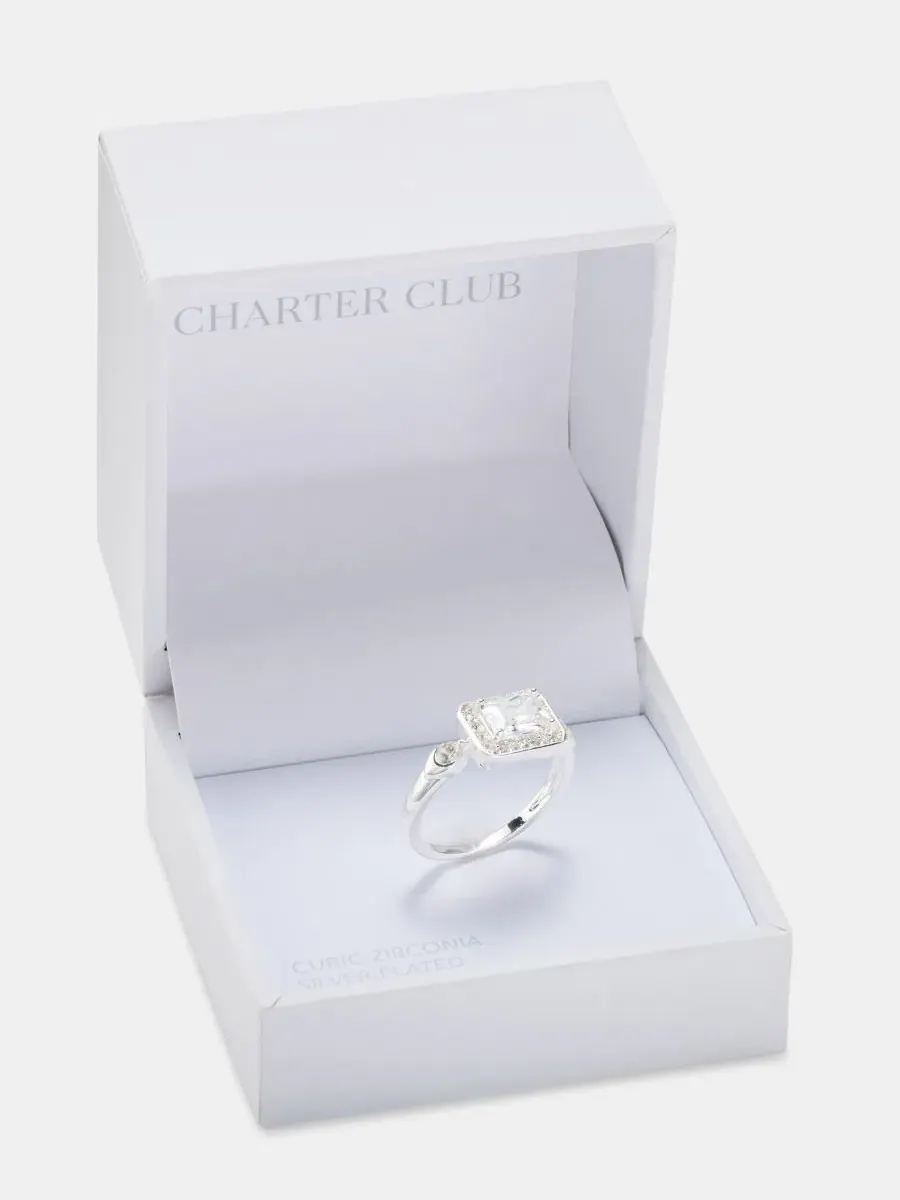 Кольцо с кубическим цирконием Charter Club — изображение 3 из 3, оттенок серебряный