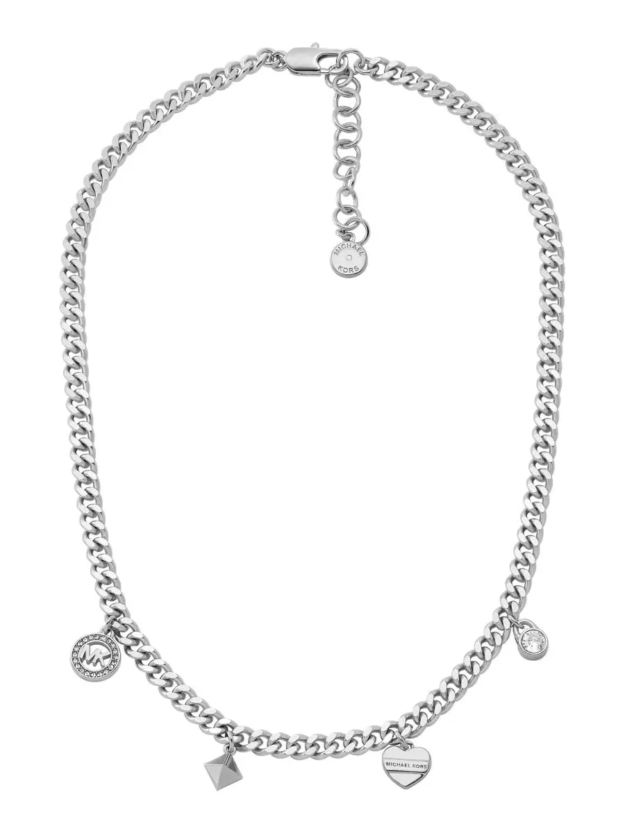 Колье с подвесками в виде многорядной цепочки Michael Kors — изображение 1 из 3, оттенок серебряный