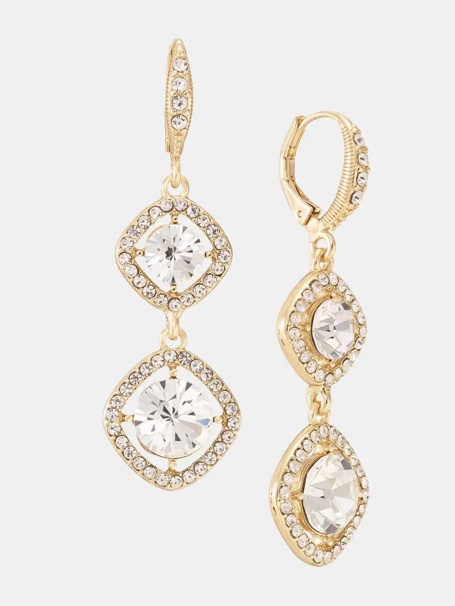 Серьги-подвески с двойными кристаллами Givenchy — изображение 2 из 4, оттенок белый