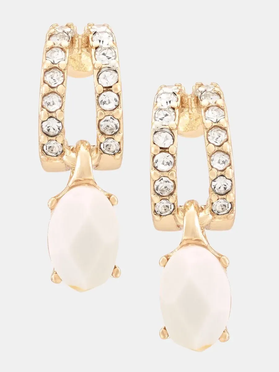 Серьги-кольца с кристаллами золотистого цвета Anne Klein