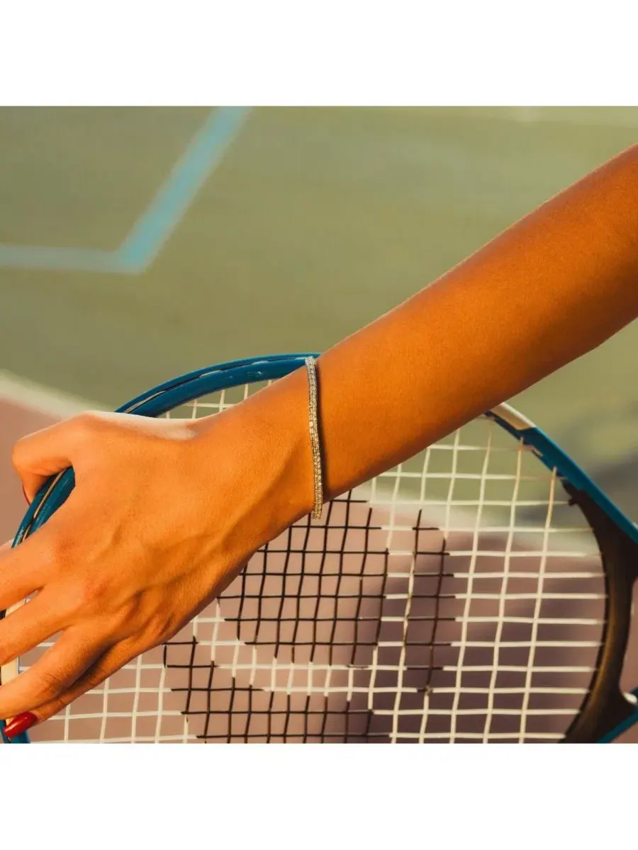 Браслет из стерлингового серебра с квадратными звеньями, модель Square Rectangular Tennis Spero — изображение 3 из 5