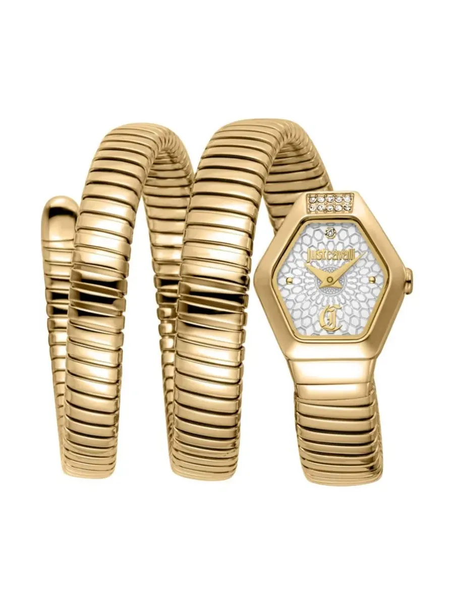 Женские часы Romina Quartz IP Stainless Steel Bracelet Watch Just Cavalli — золотистый