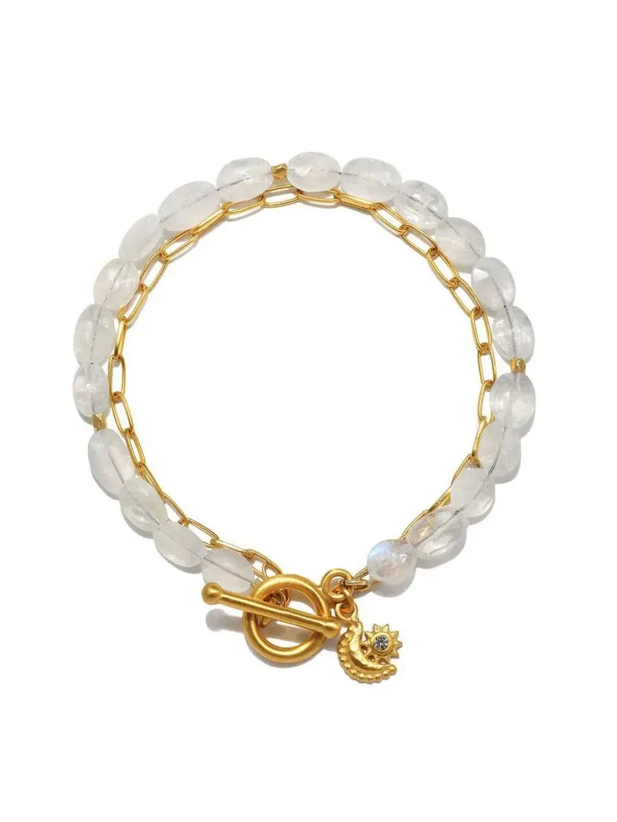 Браслет с лунным камнем и цепочкой Goddess Wisdom Satya Jewelry — мульти