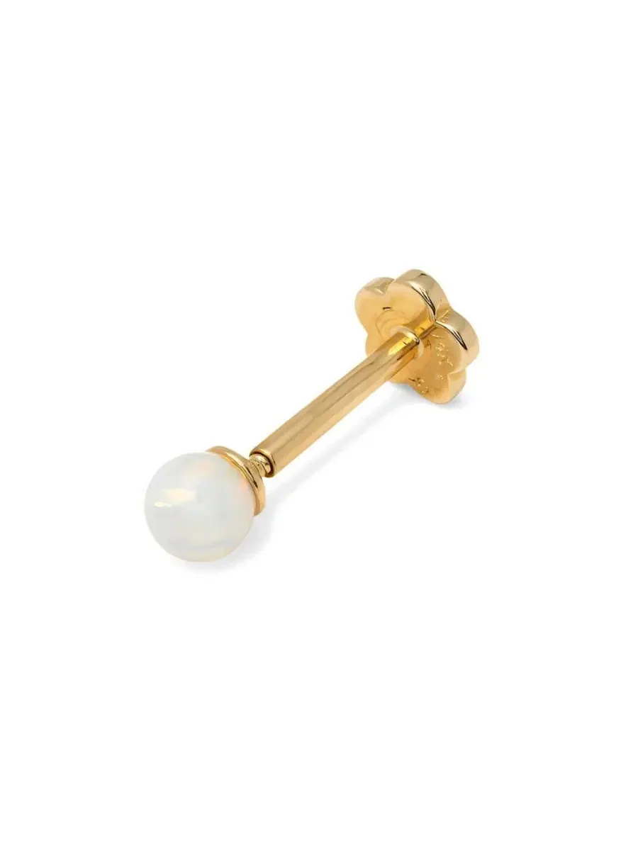 Серьга-лабрет из 14k желтого золота с созданным огненным опалом, 3 мм Curata Jewelry — изображение 1 из 6, оттенок нет цвета