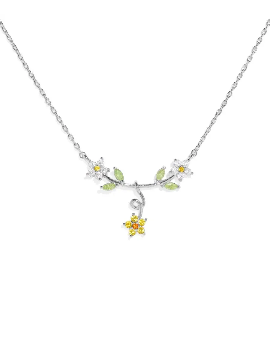 Кулон с цветком маргаритки Crystal Golden Daisy Necklace Girls Crew — изображение 1 из 2, оттенок серебряный