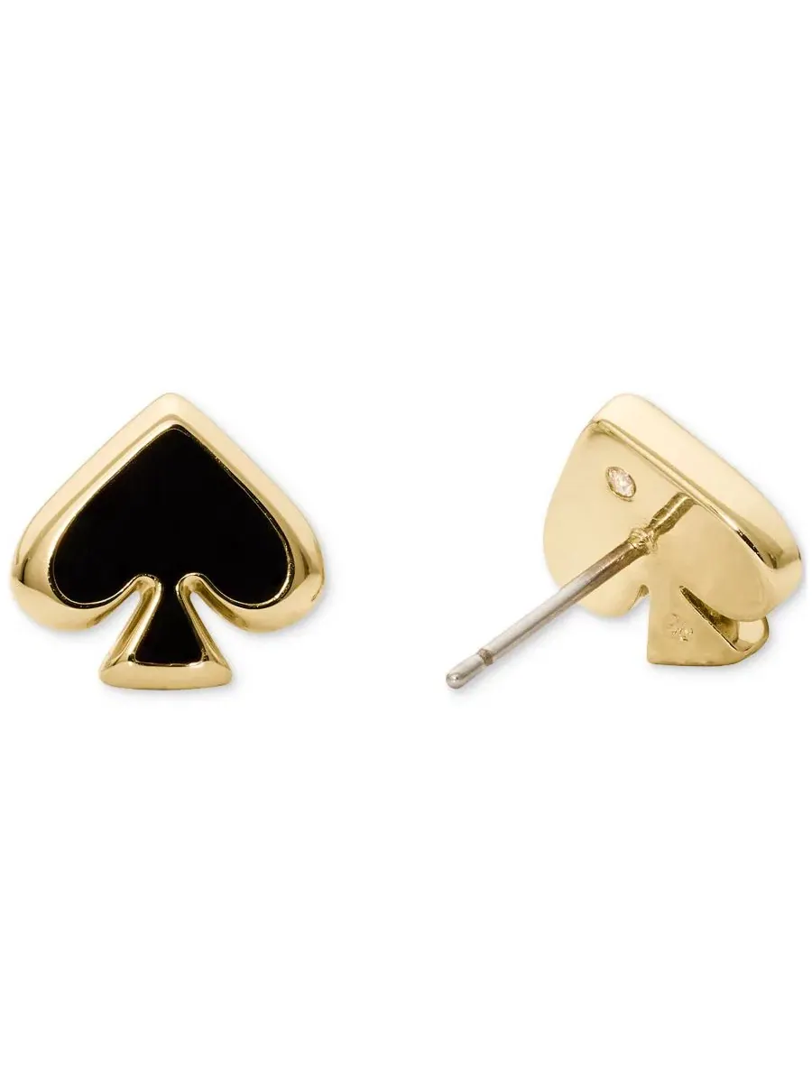 Серьги-пусеты с эмалью и кристаллами kate spade new york — изображение 1 из 3, оттенок черный