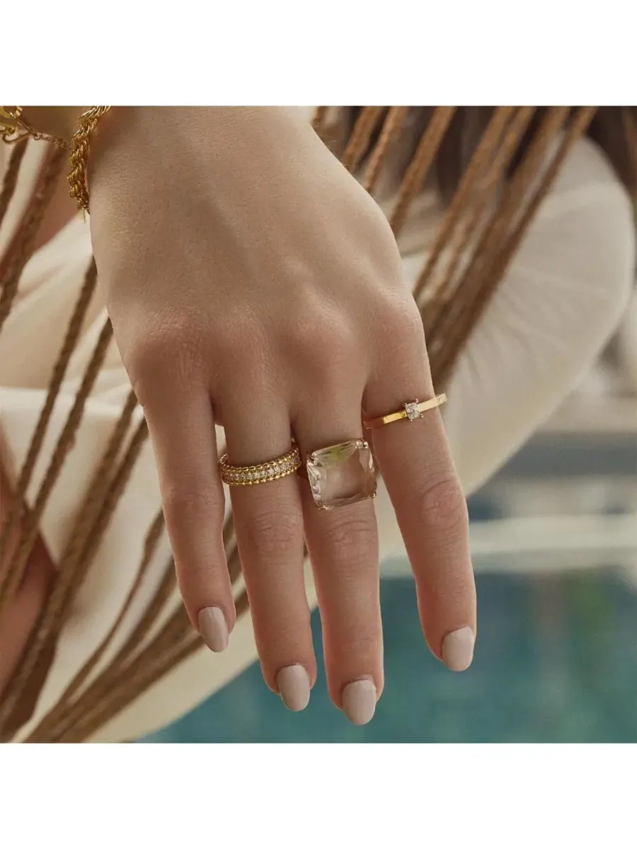 Кольцо с жемчугом Andie Dainty Minimalist Ring Bearfruit Jewelry — изображение 2 из 3, оттенок золотистый